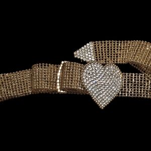 Sparkling Gold Heart Mesh Belt